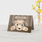 元気になってね、悲しいけど愛らしい子犬 カード (黄色い花)