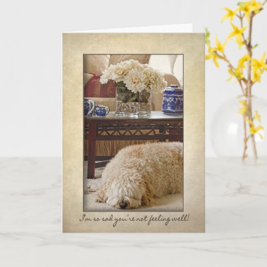 元気になれ – 悲しい犬め！ カード (黄色い花)