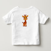 元気に立っているかわいいキャラクターのキリン トドラーTシャツ (裏面)