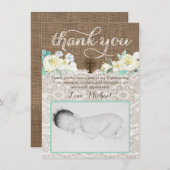 元気のないバプテスマサンキューカード、男の子の双子 サンキューカード (正面/裏面)