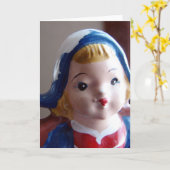 元気のない女の子 カード (黄色い花)