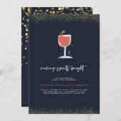 元気を出す | ネイビークリスマスカクテル 招待状 (正面/裏面)
