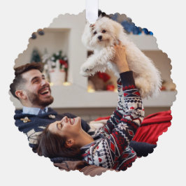 元気を出す |ネイビーブルークリスマスの写真 オーナメントカード