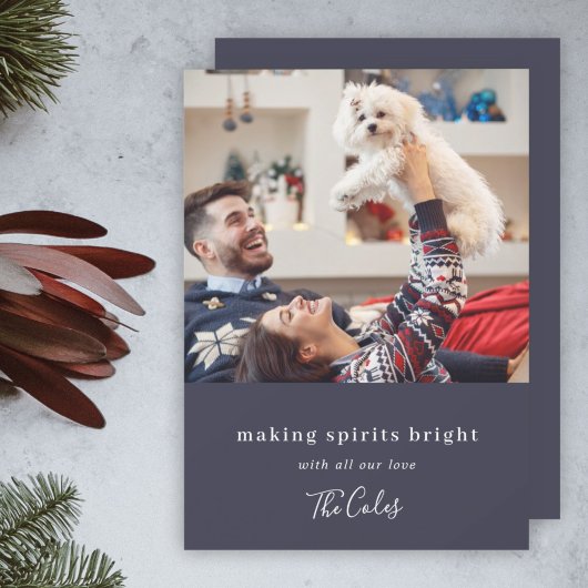 元気を出す |ネイビーブルークリスマスの写真 シーズンカード