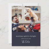 元気を出す |ネイビーブルークリスマスの写真 シーズンカード (正面)