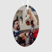 元気を出す |モダンクリスマスの赤い写真 オーナメント (正面)