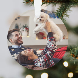 元気を出す |モダンクリスマスの赤い写真 オーナメント