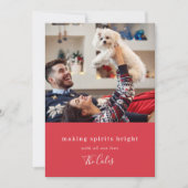 元気を出す |モダンクリスマスの赤い写真 シーズンカード (正面)