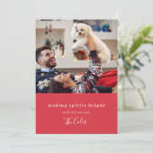 元気を出す |モダンクリスマスの赤い写真 シーズンカード (スタンド正面)