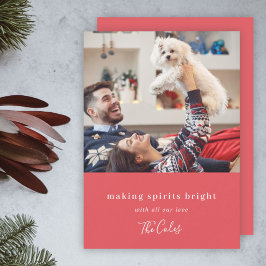 元気を出す |モダンクリスマスの赤い写真 シーズンカード