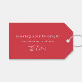 元気を出す |赤スタイリッシュクリスマス ギフトタグ (正面(横))