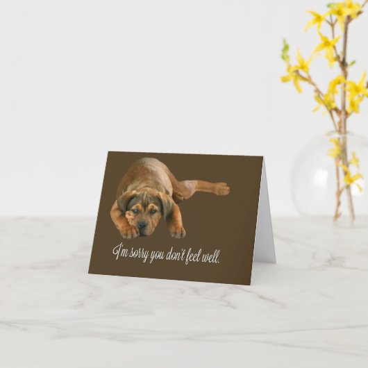 元気を出感じせ子犬 カード (黄色い花)