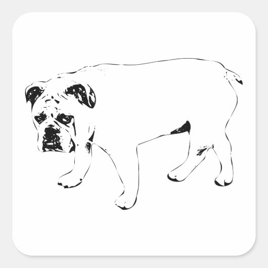 元気を広げよう シンプルな仔犬ステッカー スクエアシール (正面)