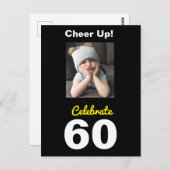 元気出して！お誕生日おめでとう　６０歳　面白いポストカード ポストカード (正面/裏面)