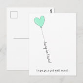 元気出して！ - かわいいターコイズ風船 - 早期回復を願う ポストカード (正面/裏面)