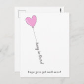元気出して！ - かわいいピンクの風船 - 早期回復 ポストカード (正面/裏面)