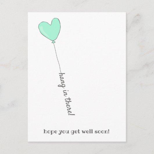 元気出して！ - かわいい水色風船 - すぐ回復してね ポストカード (正面)