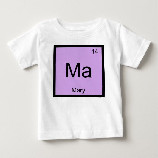 元素周期表のメアリー名化学 ベビーTシャツ (正面)
