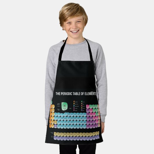 元素周期表の装飾用クッション エプロン (着用した状態)