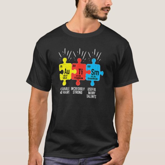 元素周期表 自閉症 アウェアネス ASD メンズ Tシャツ (正面)