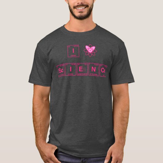 元素周期表 I LOVE SCIENCE Tシャツ (正面)