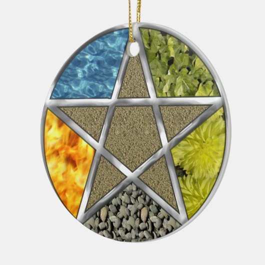 元素異教のな五芒星の星形五角形のウィッカ信者のオーナメント セラミックオーナメント (左)