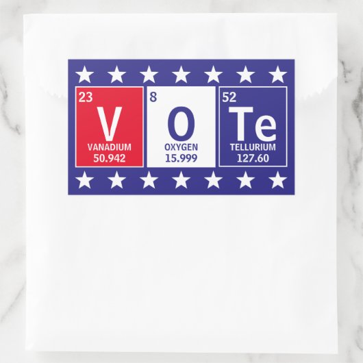 元素表スペル投票 長方形シール (バッグ)