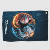 元素調和、イン、自然のヤン。 ゴルフタオル (横)