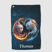 元素調和、イン、自然のヤン。 ゴルフタオル (正面)