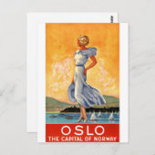 元通りになるオスロノルウェーのヴィンテージ旅行ポスター ポストカード (正面/裏面)