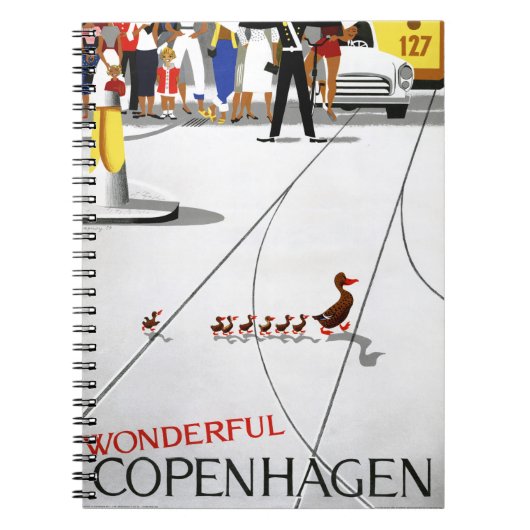 元通りになるコペンハーゲンのヴィンテージ旅行ポスター ノートブック (正面)