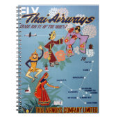 元通りになるタイのヴィンテージの空の旅ポスター ノートブック (正面)