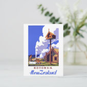 元通りになるニュージーランドのヴィンテージ旅行ポスター ポストカード (スタンド正面)