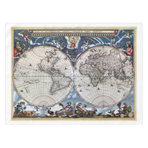 元通りになる旧式な旧世界の地図1664 テーブルクロス