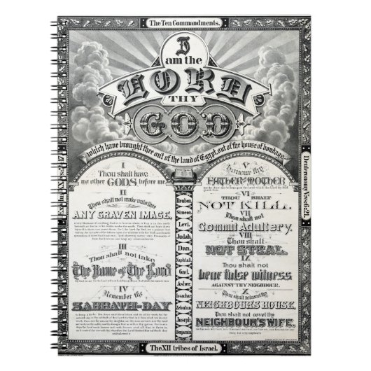 元通りになる10の命令の1876年のヴィンテージポスター ノートブック (正面)