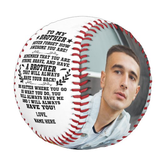 兄からの贈り物に写真カスタムで 野球ボール (アングル)