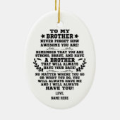 兄からの贈り物に名前をカスタムする セラミックオーナメント (裏面)