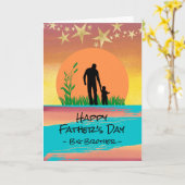 兄が星と背中に輝く父の日 カード (黄色い花)