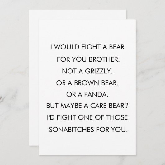 兄さんのために熊と戦う誕生日 サンキューカード (正面/裏面)