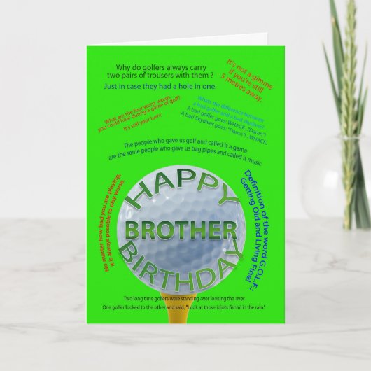 兄のためのゴルフのジョークの誕生日カード カード (正面)