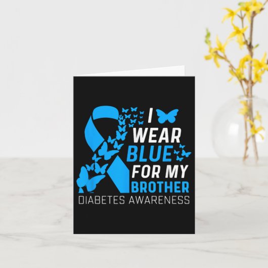 兄の糖尿病リボン ブルーを着て糖尿病の意識を高める カード (黄色い花)