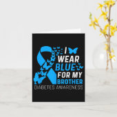 兄の糖尿病リボン ブルーを身に着ける カード (黄色い花)