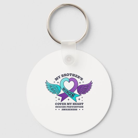 兄の羽が自殺の防止ハートを覆う キーホルダー (正面)