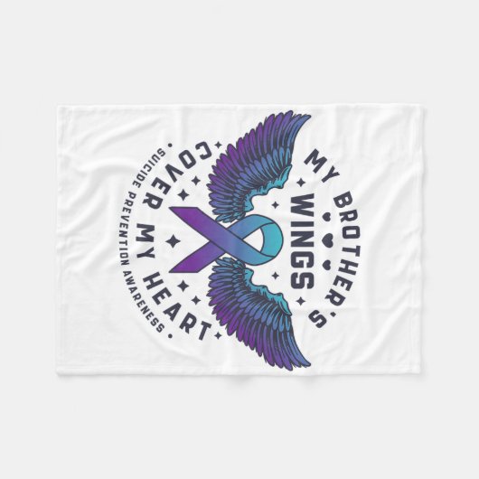 兄の羽が自殺の防止ハートを覆う フリースブランケット (正面(横))