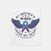兄の羽が自殺の防止ハートを覆う フリースブランケット (正面)