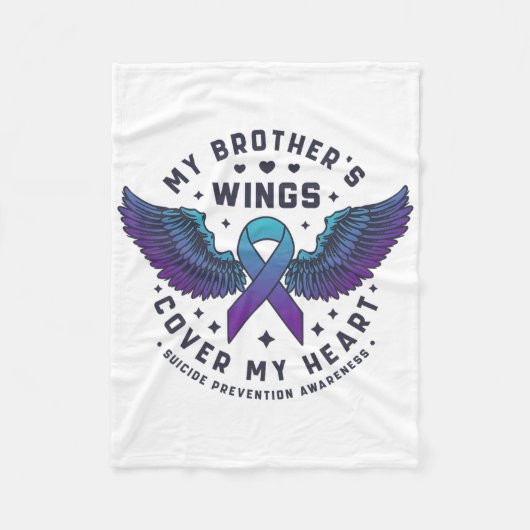 兄の羽が自殺の防止ハートを覆う フリースブランケット (正面)