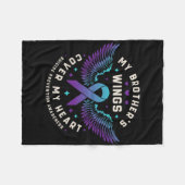 兄の羽が自殺の防止ハートを覆う フリースブランケット (正面(横))