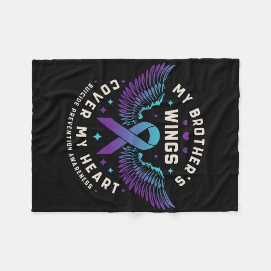 兄の羽が自殺の防止ハートを覆う フリースブランケット (正面(横))