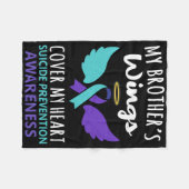 兄の翼がハート自殺認識度Rをカバー フリースブランケット (正面(横))