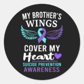兄の翼がハート自殺認識度Rをカバー ラウンドシール (正面)